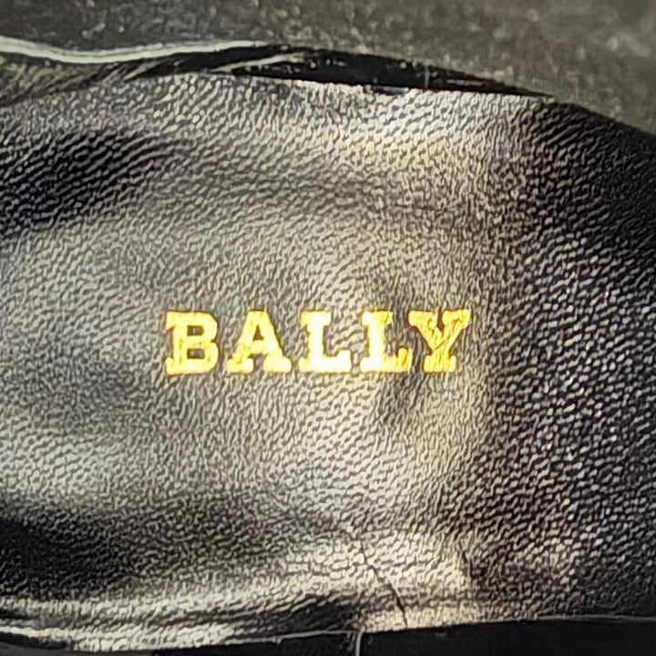 極美品★BALLY バリー ロゴ刻印 サイドゴア レザー ショートブーツ ブラック 37 イタリア製 レディース 箱付き