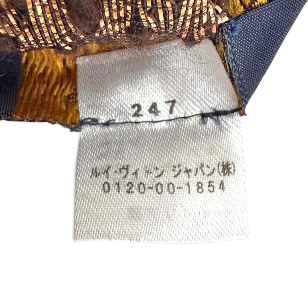 美品△LOUIS VUITTON ルイヴィトン M71383 エシャルプ ロゴマニア シャイン ウール シルク マロン モノグラム フリンジ マフラー 正規品