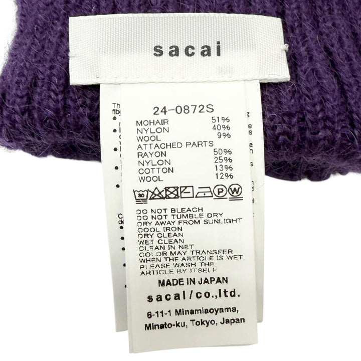 極美品□sacai Mark Gonzales サカイ マークゴンザレス 24AW 24-0872S モヘア51% ワッペン 手袋 グローブ パープル 日本製 メンズ