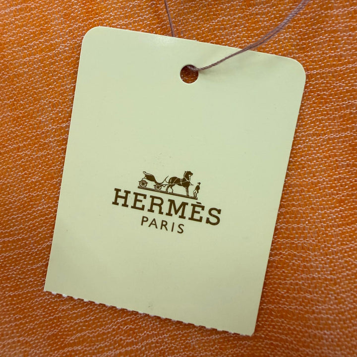 未使用品☆HERMES エルメス カレジェアン カレ140 Plume H Ikat カシミヤ シルク Hロゴ スカーフ オレンジ 正規品 レディース 箱付き