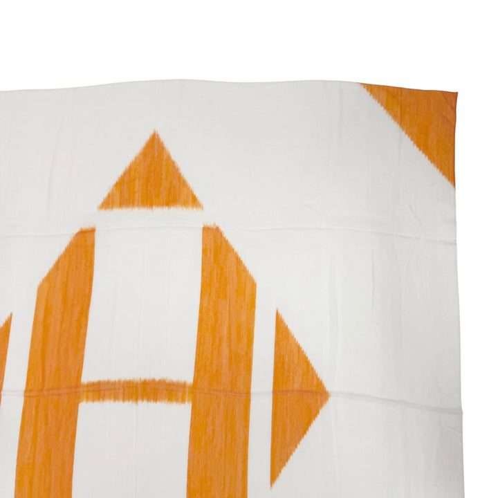 未使用品☆HERMES エルメス カレジェアン カレ140 Plume H Ikat カシミヤ シルク Hロゴ スカーフ オレンジ 正規品 レディース 箱付き