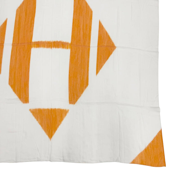 未使用品☆HERMES エルメス カレジェアン カレ140 Plume H Ikat カシミヤ シルク Hロゴ スカーフ オレンジ 正規品 レディース 箱付き