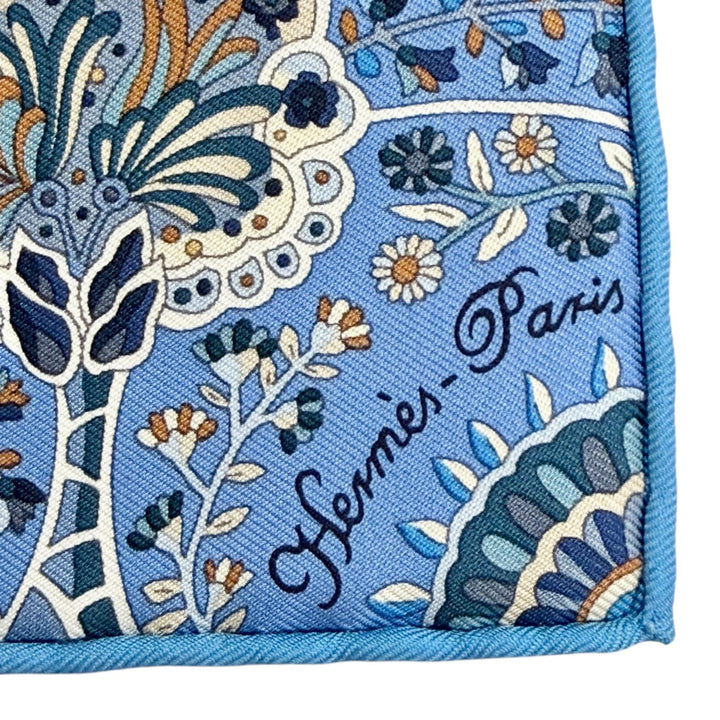 未使用品△HERMES エルメス Au Pays des Oiseaux Fleurs 花咲く鳥たちの国で シルク100％ BLEU CIEL/MYOSOTIS プチカレ カレ45 スカーフ