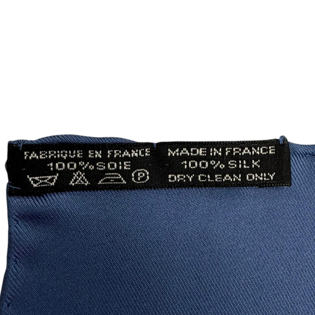 極美品△HERMES エルメス シルク100％ プチカレ カレ45 ガヴロッシュ 総柄 スカーフ ネイビー イエロー フランス製 レディース オススメ