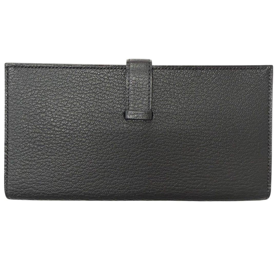 極美品□HERMES エルメス ベアン スフレ シェーブル Hロゴ ゴールド金具 長財布 レザーロングウォレット ブラック B刻印 フランス製 箱付