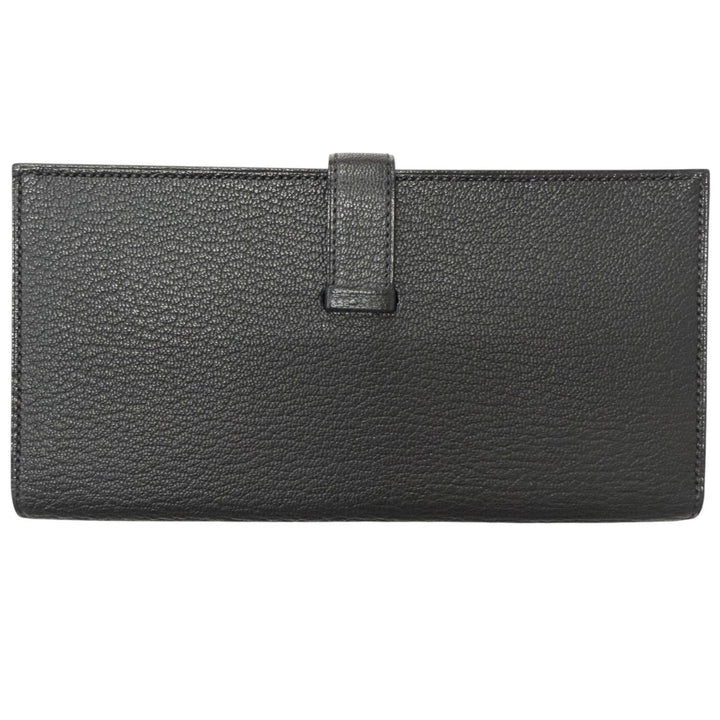 極美品□HERMES エルメス ベアン スフレ シェーブル Hロゴ ゴールド金具 長財布 レザーロングウォレット ブラック B刻印 フランス製 箱付