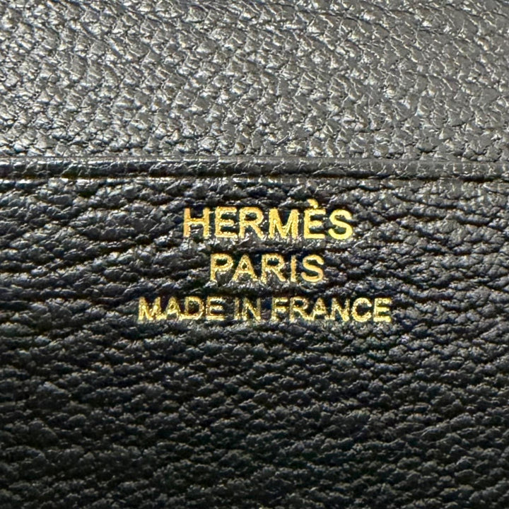 極美品□HERMES エルメス ベアン スフレ シェーブル Hロゴ ゴールド金具 長財布 レザーロングウォレット ブラック B刻印 フランス製 箱付