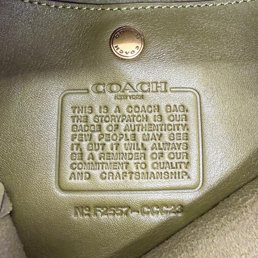 極美品△COACH コーチ CCC23 ブリーカー バケットバッグ ポーチ付き ナチュラル グレインレザー ショルダーバッグ カーキ 定価88000円