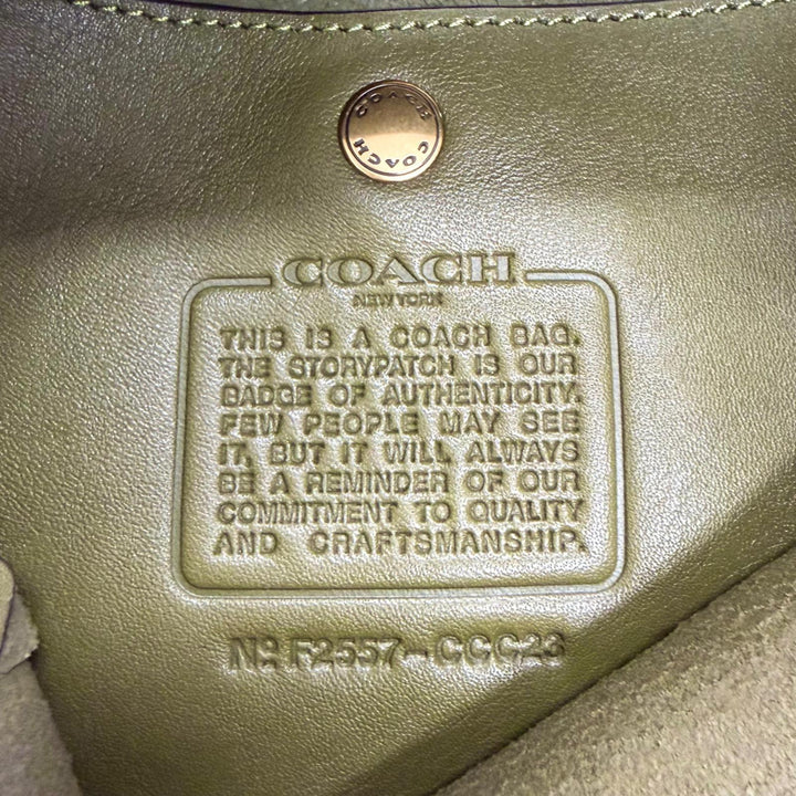 極美品△COACH コーチ CCC23 ブリーカー バケットバッグ ポーチ付き ナチュラル グレインレザー ショルダーバッグ カーキ 定価88000円