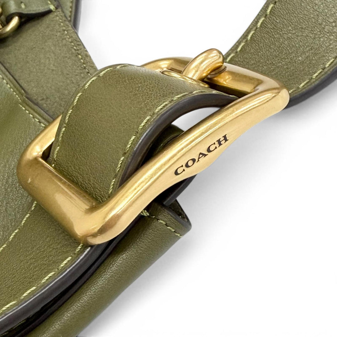 極美品△COACH コーチ CCC23 ブリーカー バケットバッグ ポーチ付き ナチュラル グレインレザー ショルダーバッグ カーキ 定価88000円