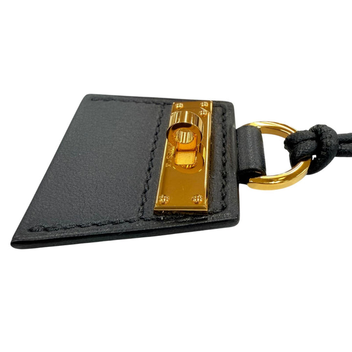 極美品☆HERMES エルメス MONPETIT KELLY PM モンプティケリー ゴールド金具 レザー ネックレス ブラック フランス製 箱・保存袋付き
