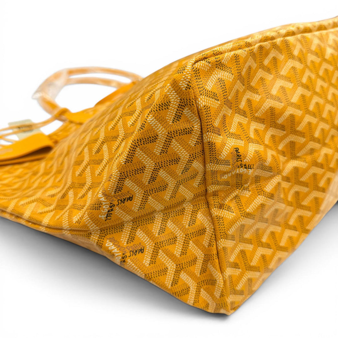 未使用品◇GOYARD ゴヤール サンルイ GM PVC加工 バッグクリップ ユニバーサル・ポーチ付 トートバッグ イエロー フランス製 保存袋付き