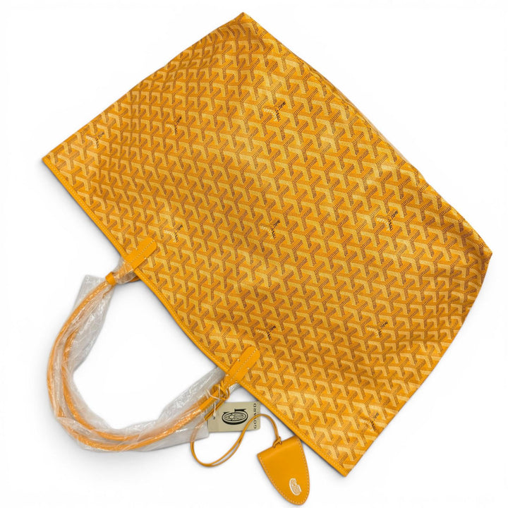 未使用品◇GOYARD ゴヤール サンルイ GM PVC加工 バッグクリップ ユニバーサル・ポーチ付 トートバッグ イエロー フランス製 保存袋付き