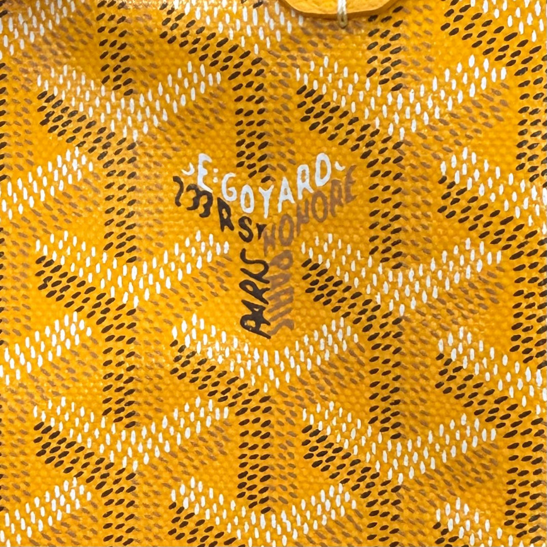 未使用品◇GOYARD ゴヤール サンルイ GM PVC加工 バッグクリップ ユニバーサル・ポーチ付 トートバッグ イエロー フランス製 保存袋付き
