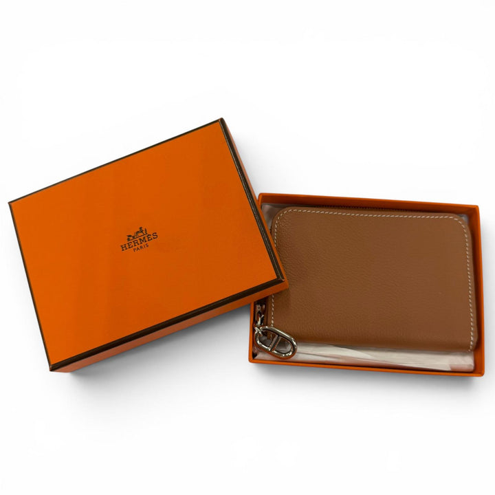 未使用品☆HERMES エルメス ジップアンゴー エバーカラー ゴールド シルバー金具 シェーヌダンクル パスケース カードケース K刻印