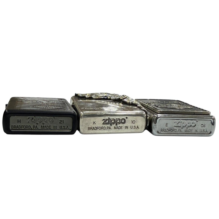 良品▼ZIPPO HARLEY DAVIDSON ジッポ ハーレーダビッドソン オイルライター 3点セット シルバー ブラック USA製 メンズ 箱付き