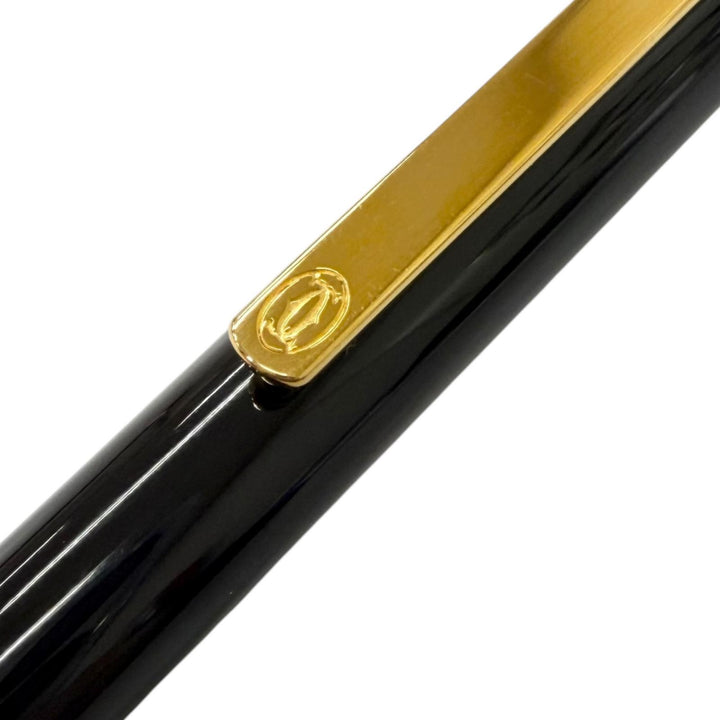未使用品□Cartier カルティエ マスト ドゥ カルティエ ツイスト式 ボールペン ブラック ゴールド フランス製 メンズ 筆記確認済み
