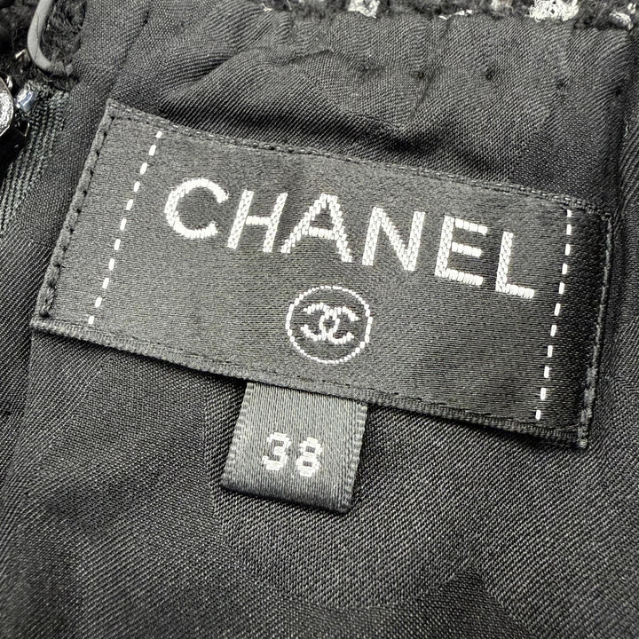 極美品☆CHANEL シャネル P65335V45411 ウール ココマーク スパンコール装飾 ツイード タイトスカート ブラック 38 フランス製 正規品