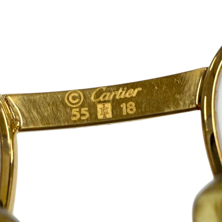良品▼Cartier カルティエ ヴィンテージ トリニティ 2Pブルージェムストーン メガネ 眼鏡 アイウェア ゴールド ボルドー 55□18 135 度入