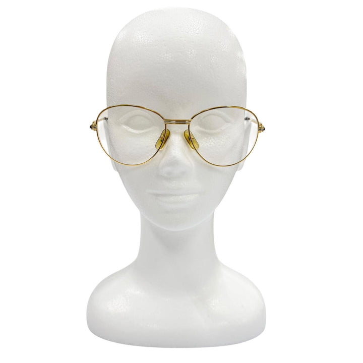 良品▼Cartier カルティエ ヴィンテージ トリニティ 2Pブルージェムストーン メガネ 眼鏡 アイウェア ゴールド ボルドー 55□18 135 度入