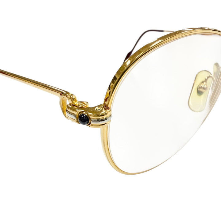 良品▼Cartier カルティエ ヴィンテージ トリニティ 2Pブルージェムストーン メガネ 眼鏡 アイウェア ゴールド ボルドー 55□18 135 度入