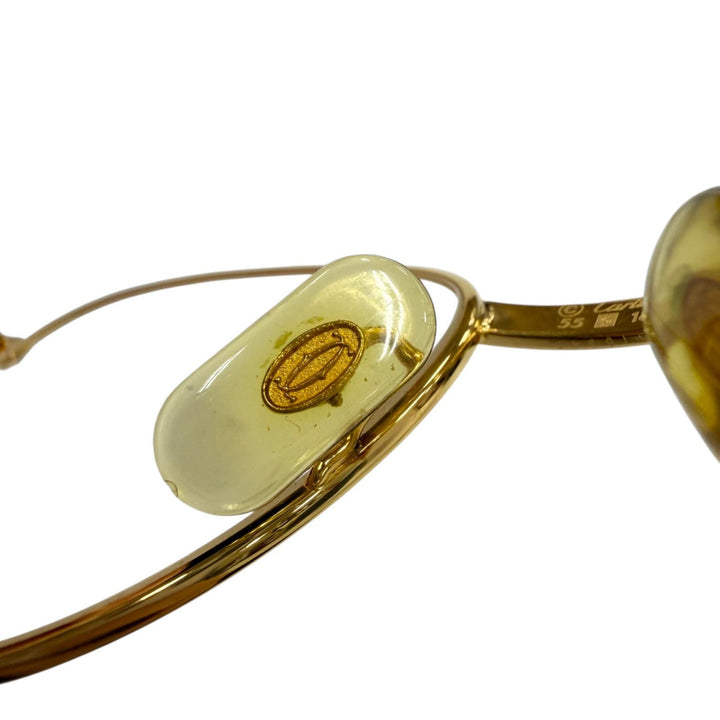 良品▼Cartier カルティエ ヴィンテージ トリニティ 2Pブルージェムストーン メガネ 眼鏡 アイウェア ゴールド ボルドー 55□18 135 度入