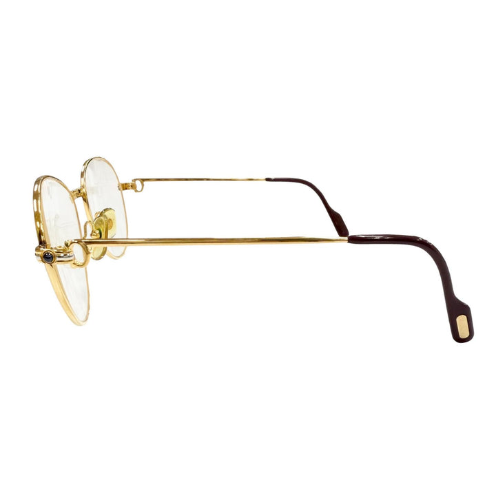 良品▼Cartier カルティエ ヴィンテージ トリニティ 2Pブルージェムストーン メガネ 眼鏡 アイウェア ゴールド ボルドー 55□18 135 度入