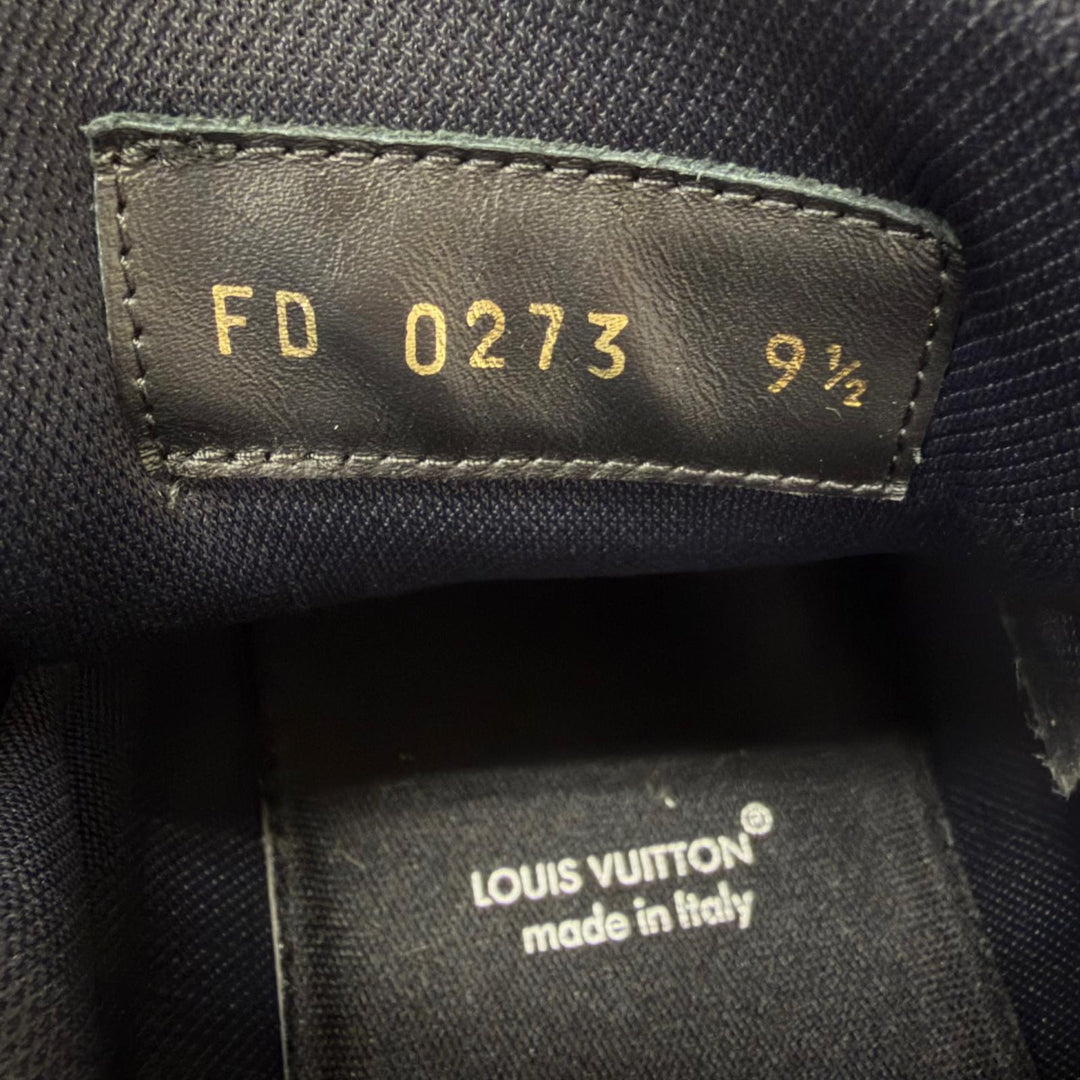 極美品□LOUIS VUITTON ルイヴィトン 2023年製 LV トレイナーライン モノグラムデニム ローカットスニーカー ブラック 9.5 イタリア製
