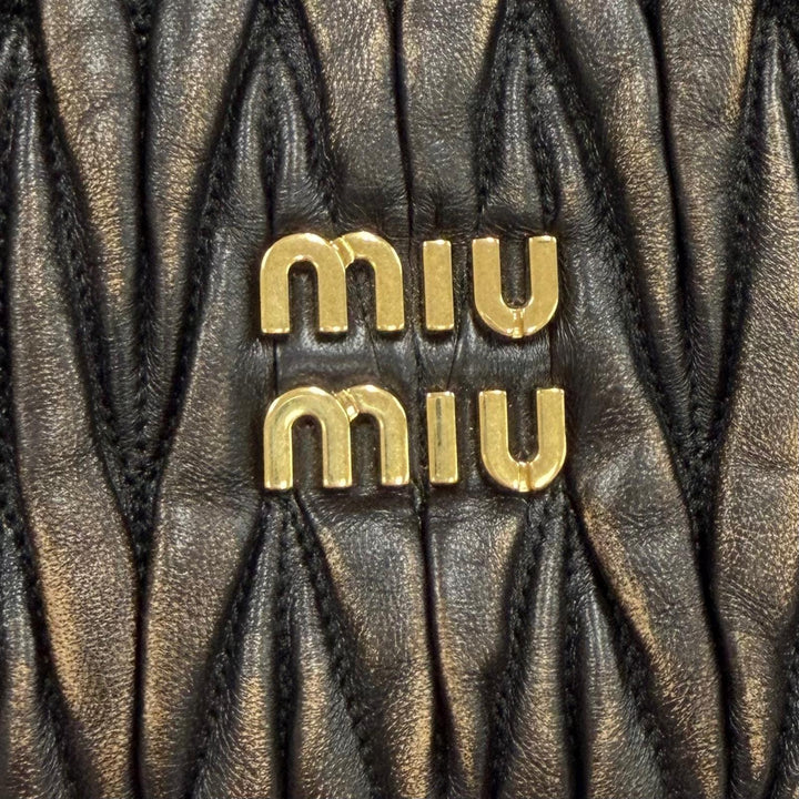 極美品★MIUMIU ミュウミュウ ワンダー マテラッセレザー ホーボーバッグ レザー CAFFE ロゴ金具付 2WAY ショルダーバッグ イタリア製