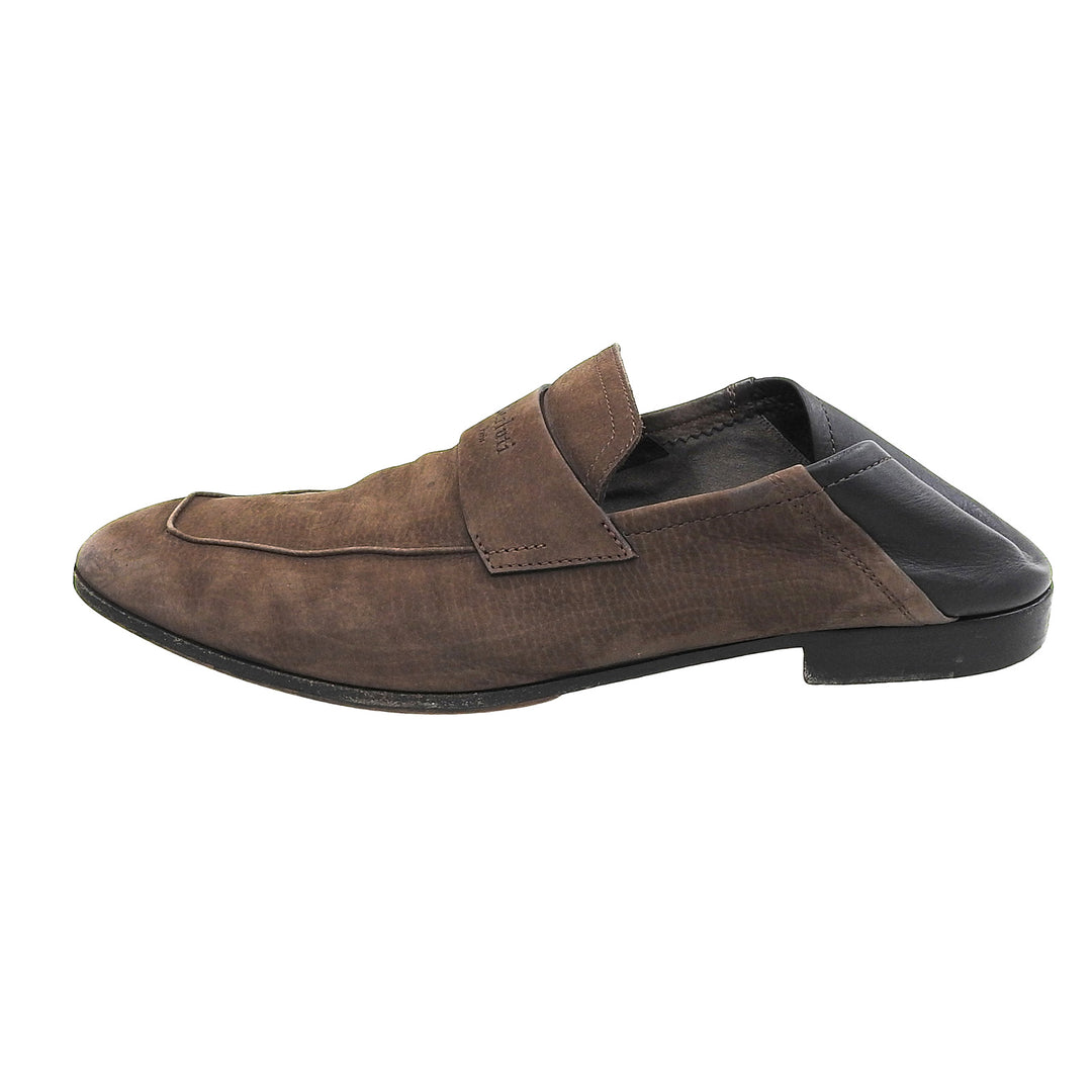 【ドンドン見直し】良品▲BERLUTI ベルルッティ ヌバック Leather ロゴ刻印 2WAY レザー ローファー ブラウン 9 メンズ 保存袋付き