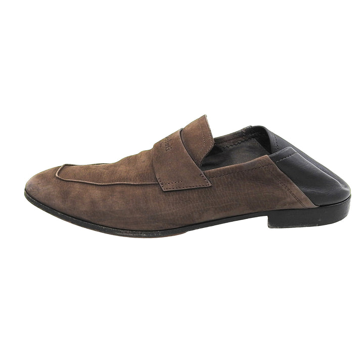 【ドンドン見直し】良品▲BERLUTI ベルルッティ ヌバック Leather ロゴ刻印 2WAY レザー ローファー ブラウン 9 メンズ 保存袋付き