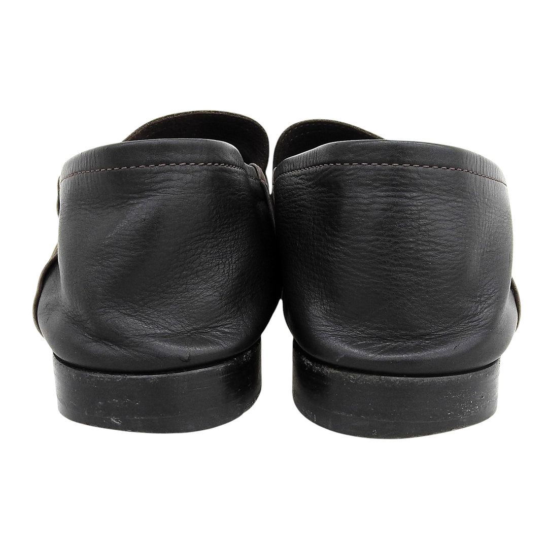 【ドンドン見直し】良品▲BERLUTI ベルルッティ ヌバック Leather ロゴ刻印 2WAY レザー ローファー ブラウン 9 メンズ 保存袋付き