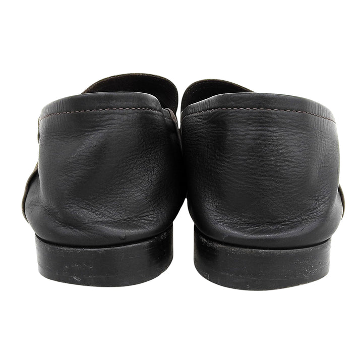 【ドンドン見直し】良品▲BERLUTI ベルルッティ ヌバック Leather ロゴ刻印 2WAY レザー ローファー ブラウン 9 メンズ 保存袋付き