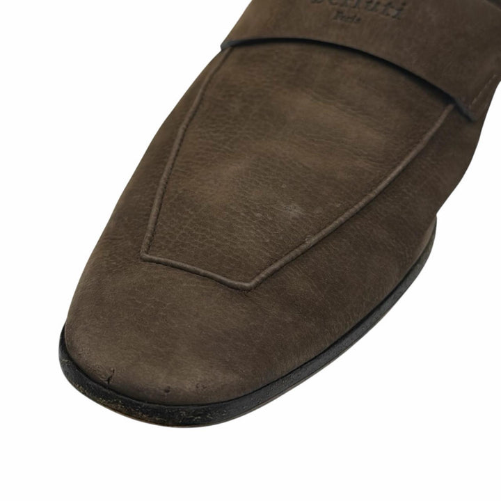 【ドンドン見直し】良品▲BERLUTI ベルルッティ ヌバック Leather ロゴ刻印 2WAY レザー ローファー ブラウン 9 メンズ 保存袋付き