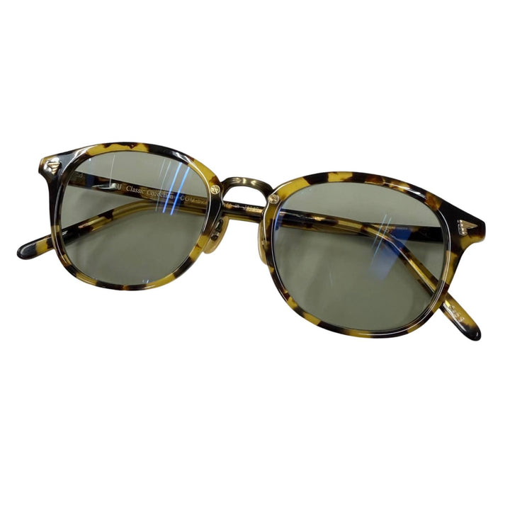 美品□BJ CLASSIC COLLECTION ビージェークラシックコレクション COM-521 ボストンウェリントン サングラス イエローマーブル 49□20-145