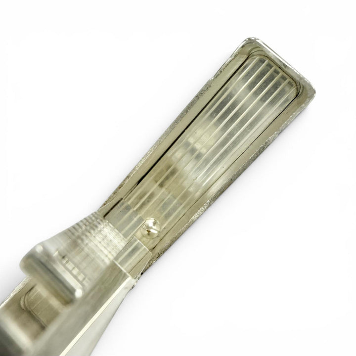 外装美品◇Dupont デュポン ギャッツビー スクエア ダイヤモンドヘッド ボーダー ロゴ刻印入り ガスライター シルバー 仏製 着火不可