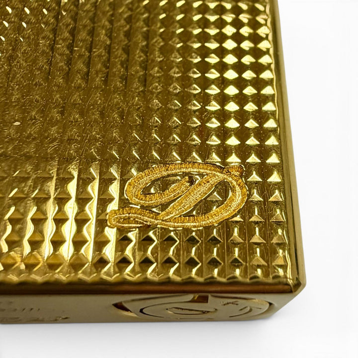 外装極美品◇Dupont デュポン ギャッツビー ダイヤモンドヘッド ローラー式 ガスライター 喫煙具 ゴールド 仏製 着火不可 ケース付き