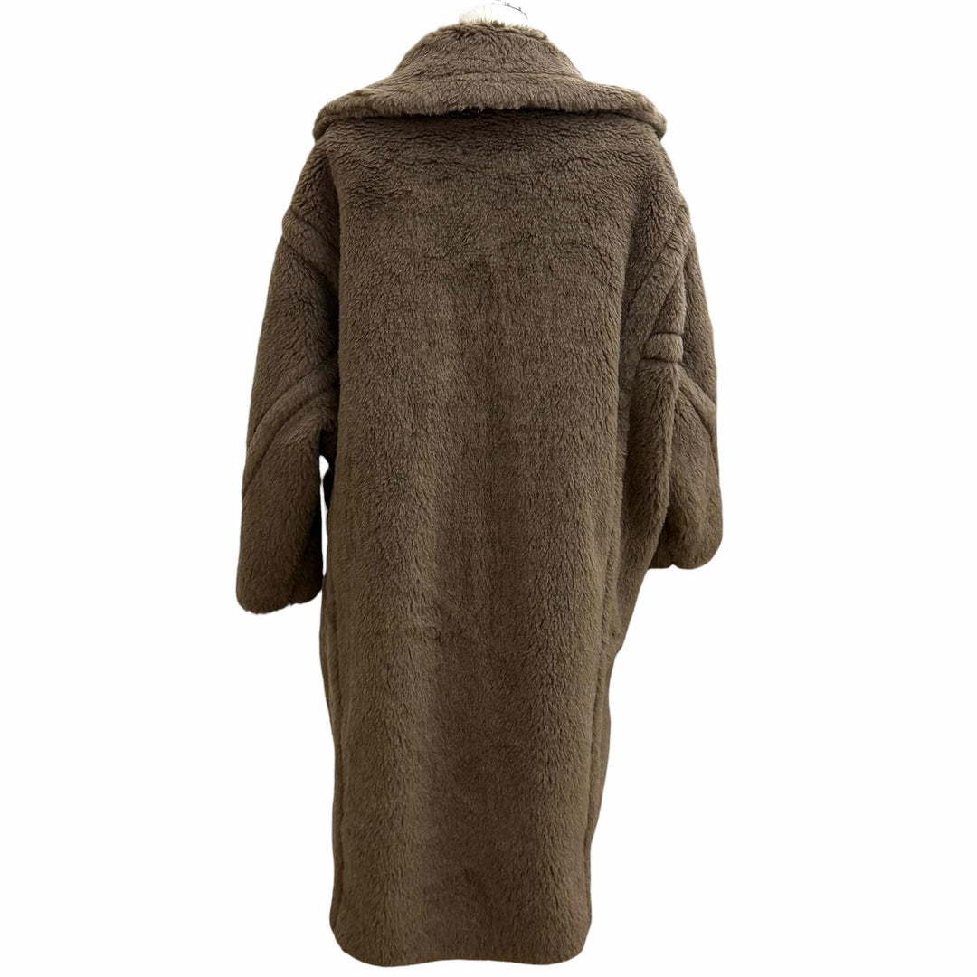 極美品★Max Mara マックスマーラ 101615136 テディベア アイコンコート アルパカ シルク混 ロゴボタン ブラウン XS 正規品 ガーメント付