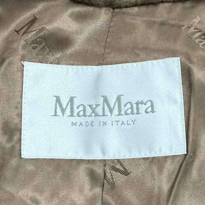 極美品★Max Mara マックスマーラ 101615136 テディベア アイコンコート アルパカ シルク混 ロゴボタン ブラウン XS 正規品 ガーメント付