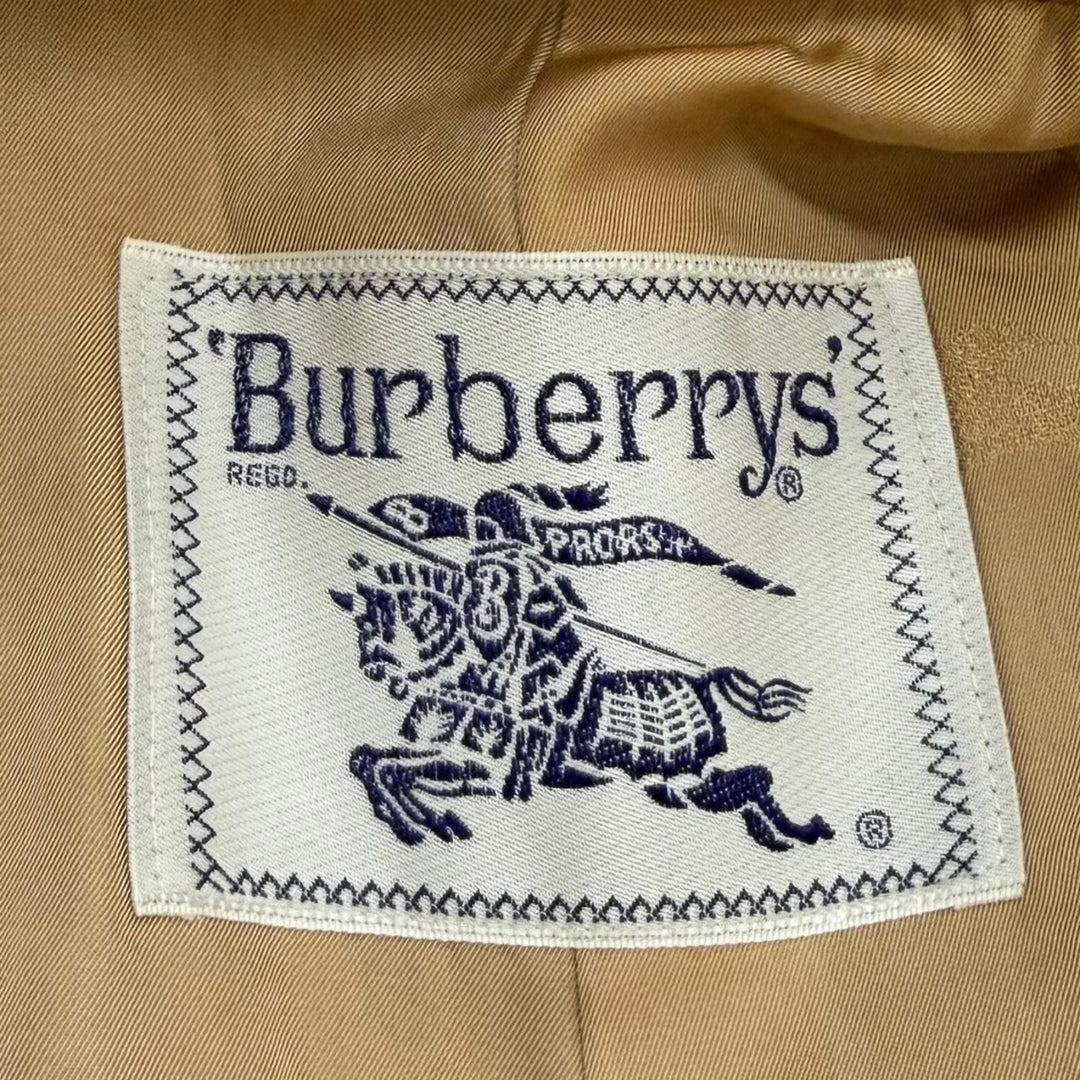 良品★Burberrys バーバリー ヴィンテージ ウール100％ カシミヤ使用 比翼仕立て ベルトラップコート ライトブラウン 9 レディース