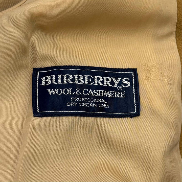 良品★Burberrys バーバリー ヴィンテージ ウール100％ カシミヤ使用 比翼仕立て ベルトラップコート ライトブラウン 9 レディース