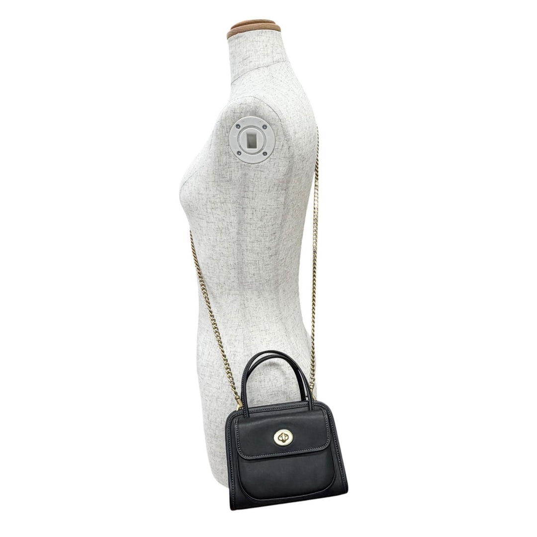 極美品△COACH コーチ CW643 サファリ トートバッグ グラブタンレザー ターンロック チェーン ショルダーバッグ ブラック 保存袋付き