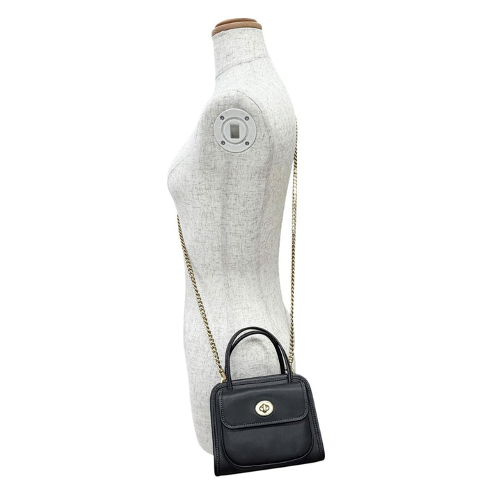 極美品△COACH コーチ CW643 サファリ トートバッグ グラブタンレザー ターンロック チェーン ショルダーバッグ ブラック 保存袋付き