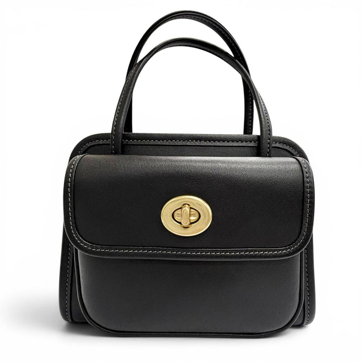 極美品△COACH コーチ CW643 サファリ トートバッグ グラブタンレザー ターンロック チェーン ショルダーバッグ ブラック 保存袋付き