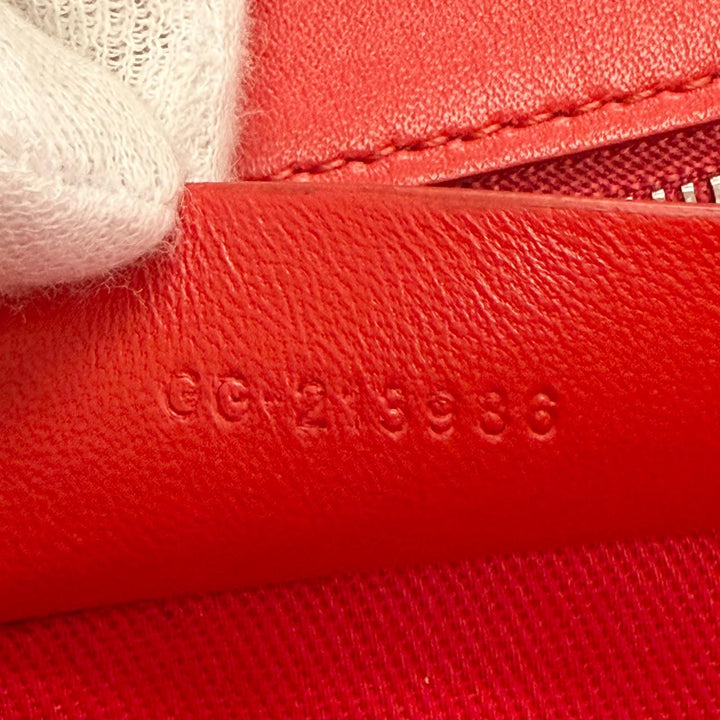 極美品△FERRAGAMO フェラガモ 213986 フロントロゴ レザー使い グログラン スクエア トートバッグ レッド 伊製 レディース 保存袋付き
