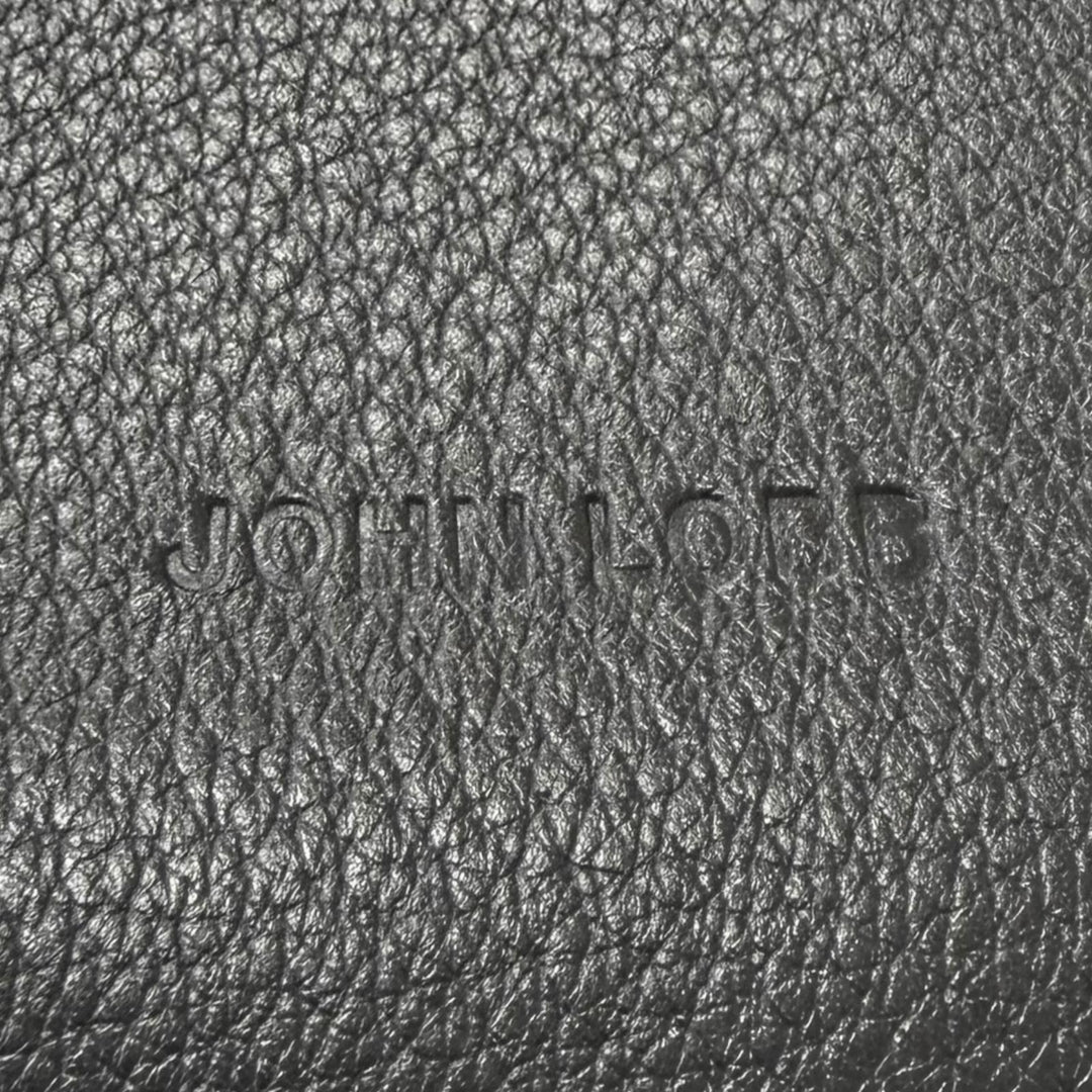 美品□John Lobb ジョンロブ グレインレザー ロゴ型押し ラウンドジップ クロスボディバッグ ショルダーバッグ ブラック 箱・保存袋付き