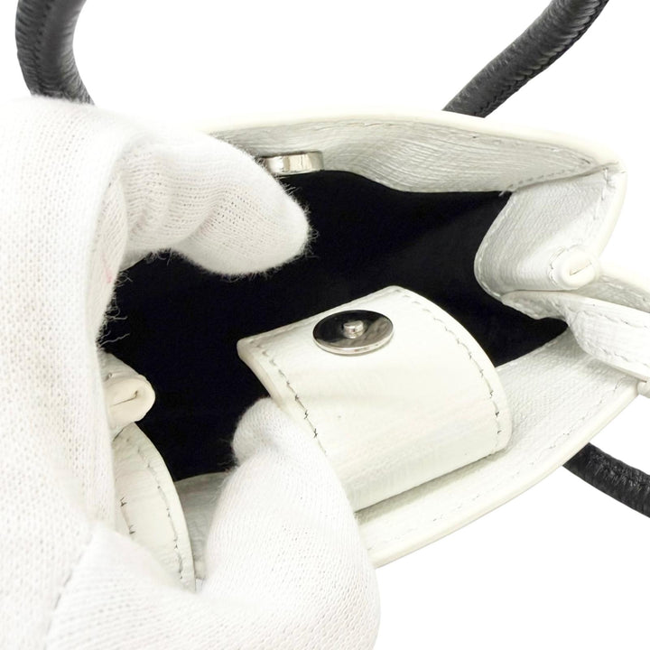 極美品□BALENCIAGA バレンシアガ 593826 ロゴ入り レザー ショッピング フォンホルダー ショルダーバッグ ホワイト メンズ 保存袋付き