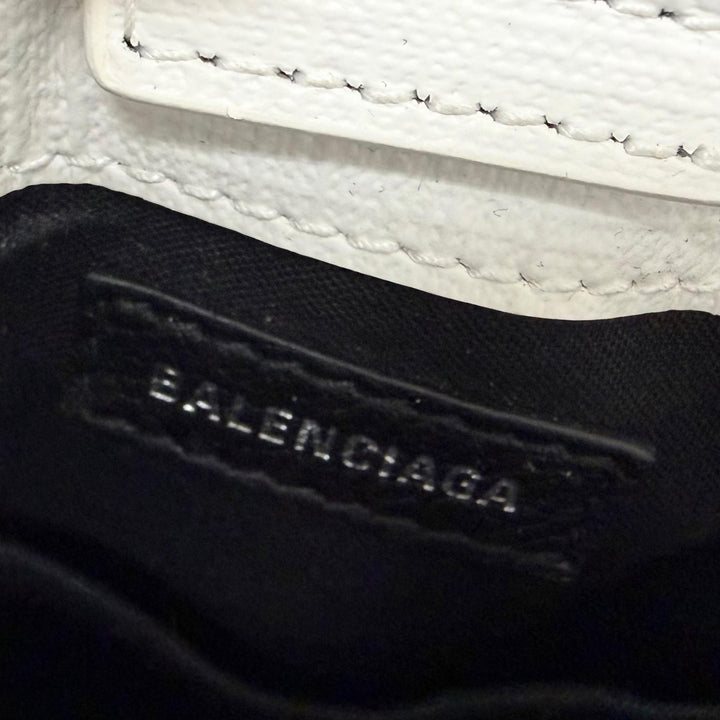 極美品□BALENCIAGA バレンシアガ 593826 ロゴ入り レザー ショッピング フォンホルダー ショルダーバッグ ホワイト メンズ 保存袋付き