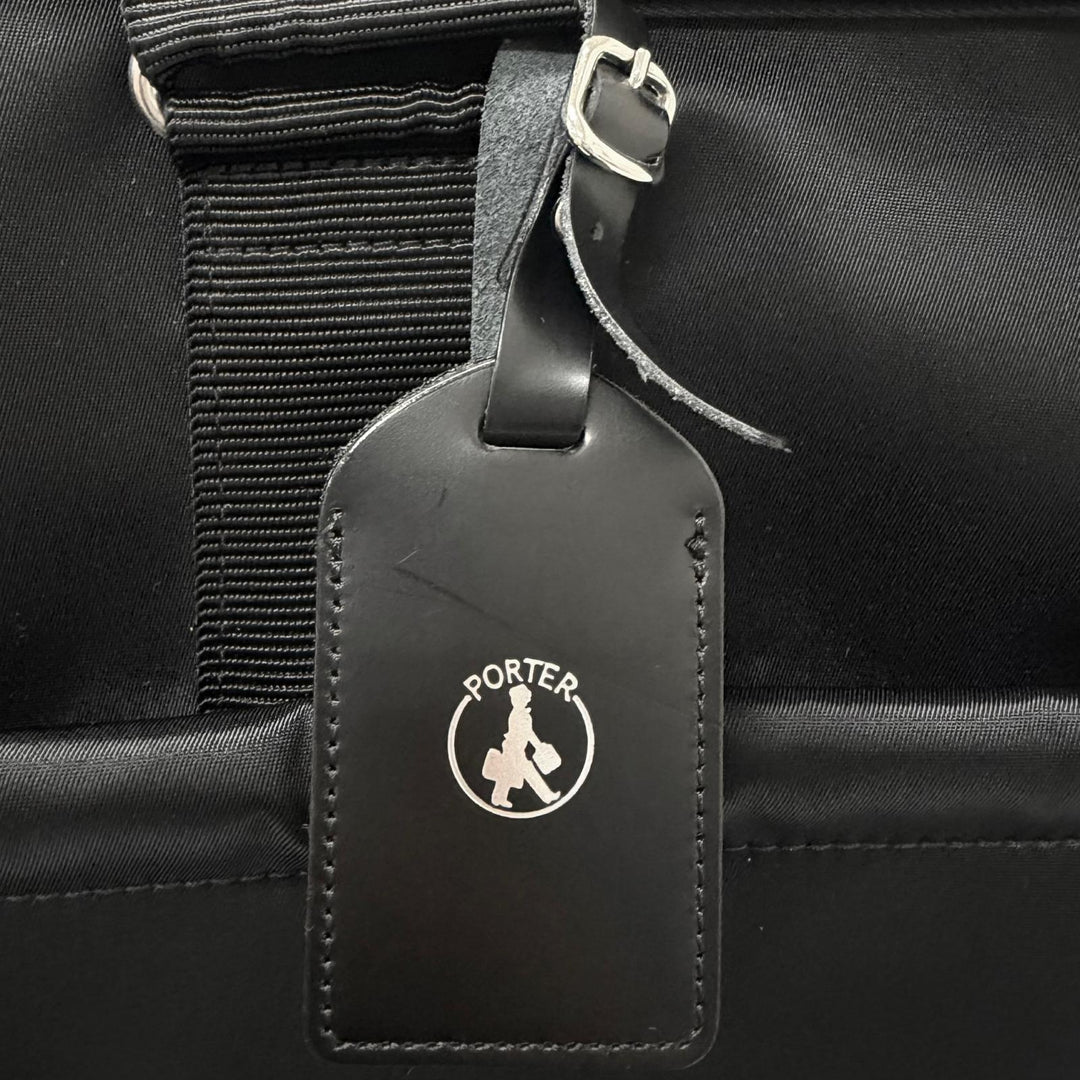 美品□PORTER ポーター 628-08918 TRUNK 2WAY GARMENT BOSTON BAG レザー使い ガーメントバッグ ボストンバッグ ブラック 日本製 メンズ