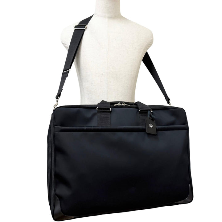 美品□PORTER ポーター 628-08918 TRUNK 2WAY GARMENT BOSTON BAG レザー使い ガーメントバッグ ボストンバッグ ブラック 日本製 メンズ